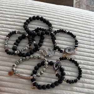 Kinsley Armelle Black and Cream Bracelet Set of 8.  Beautiful bracelets